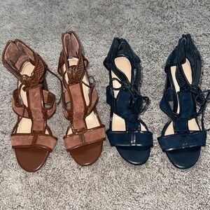 Women's Strappy heels - Brown and navy blue bundle